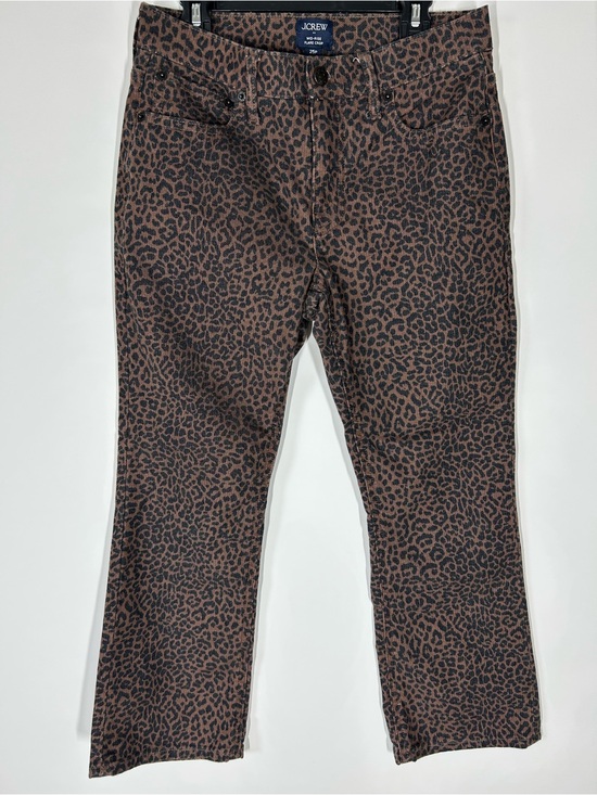 J. Crew Denim - J. Crew Mid-Rise Flare Crop Pants Leopard Animal Print Size 25P Petite